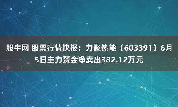 股牛网 股票行情快报:力聚热能(603391)6月5日主力资金净卖出382.12万元